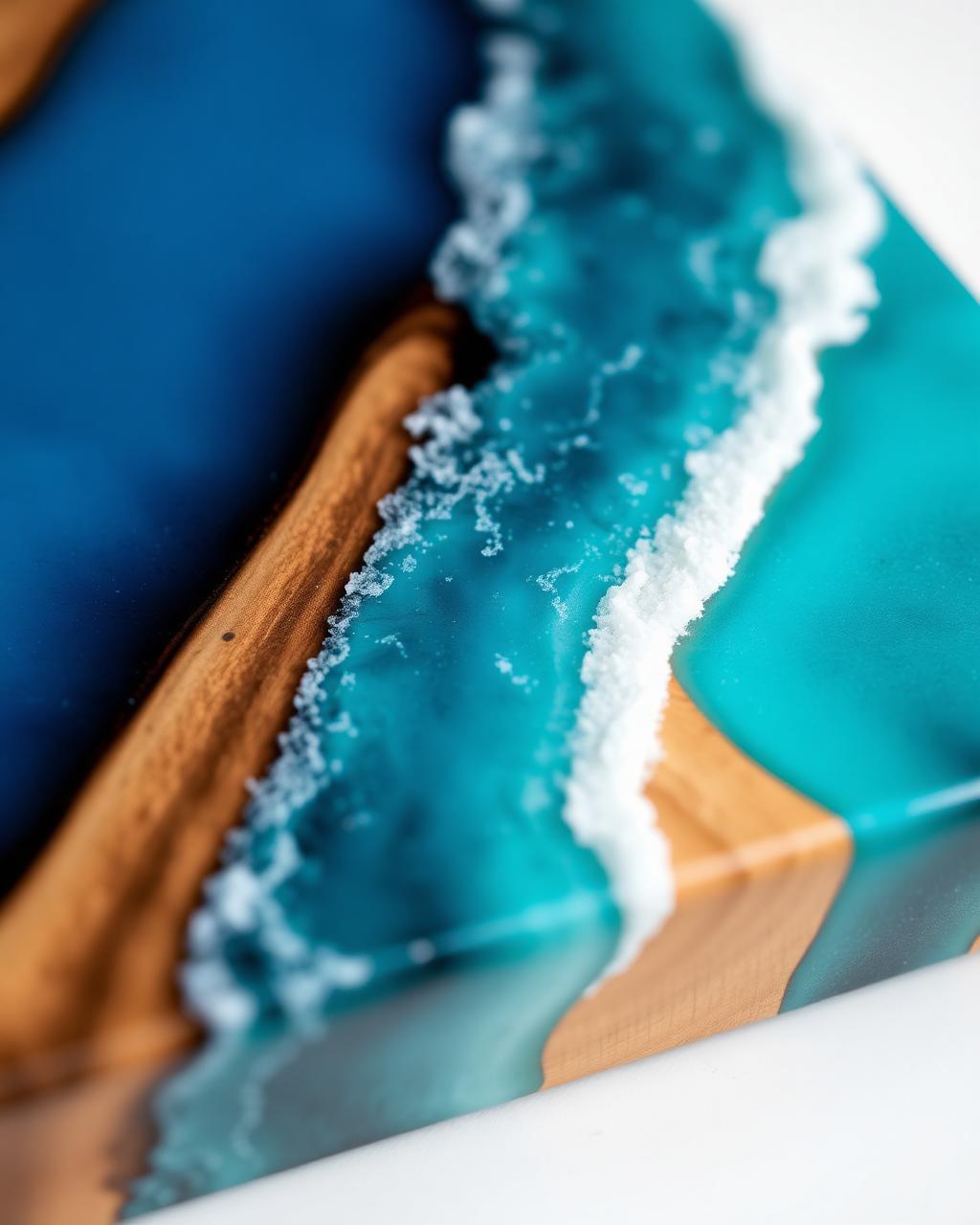 Macro detail of turquoise resin and white foam